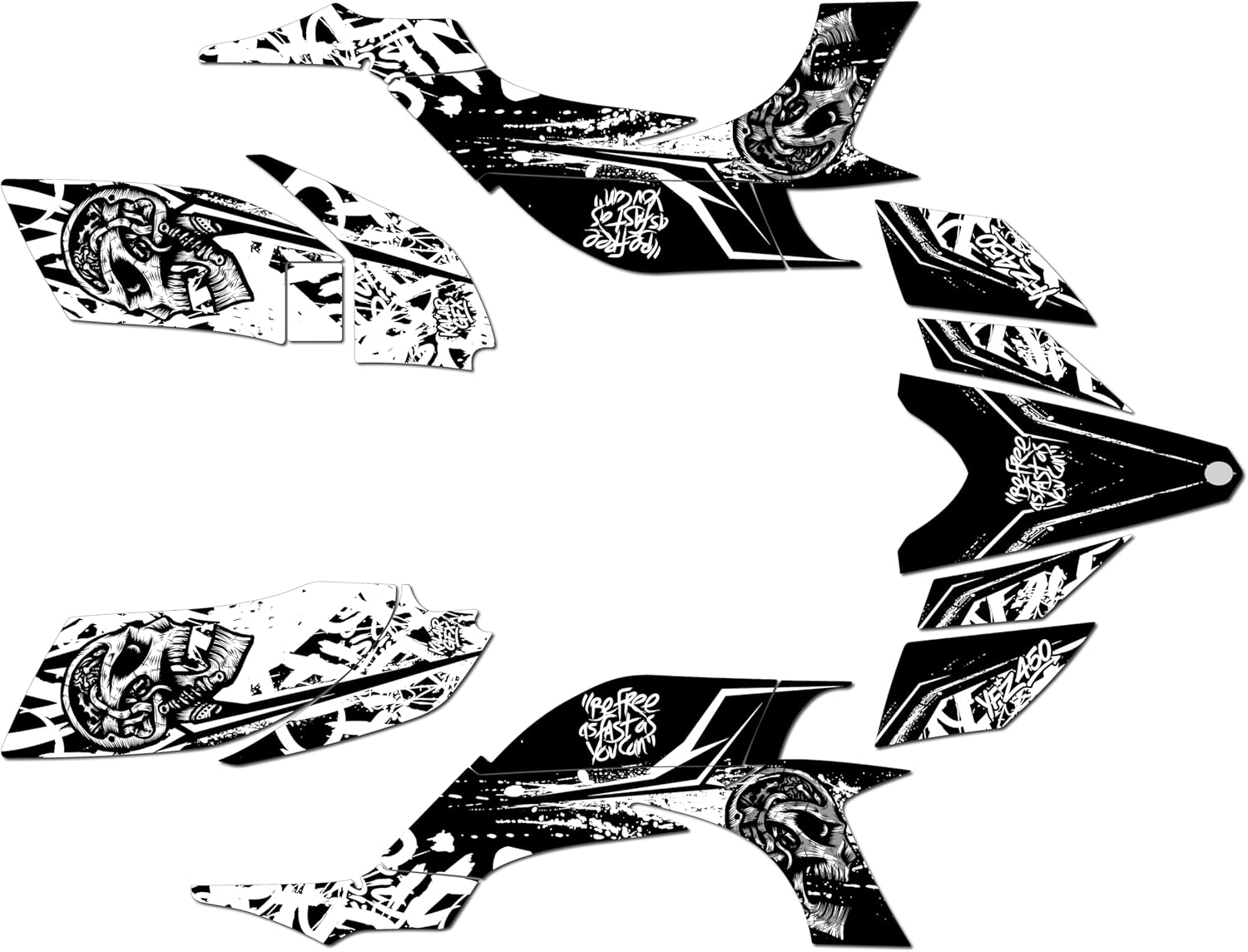Graphics Kit for Yamaha YFZ 450 (2004-2008) Revolt Series Blue 16 Mil-Dirt Bike Custom Racing Graphics Decals Stickers Kit, no-Plastics