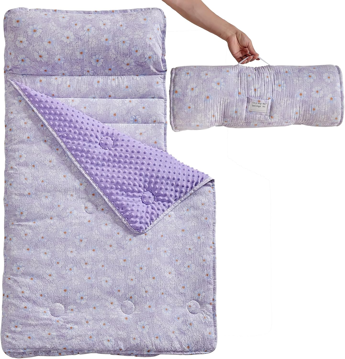 Toddler Nap Mat with Pillow and Blanket,Extra Large Roll Up Kids Sleeping Mat,Soft Slumber Bags for Girls,Perfect for Daycare,Preschool Travel Camping