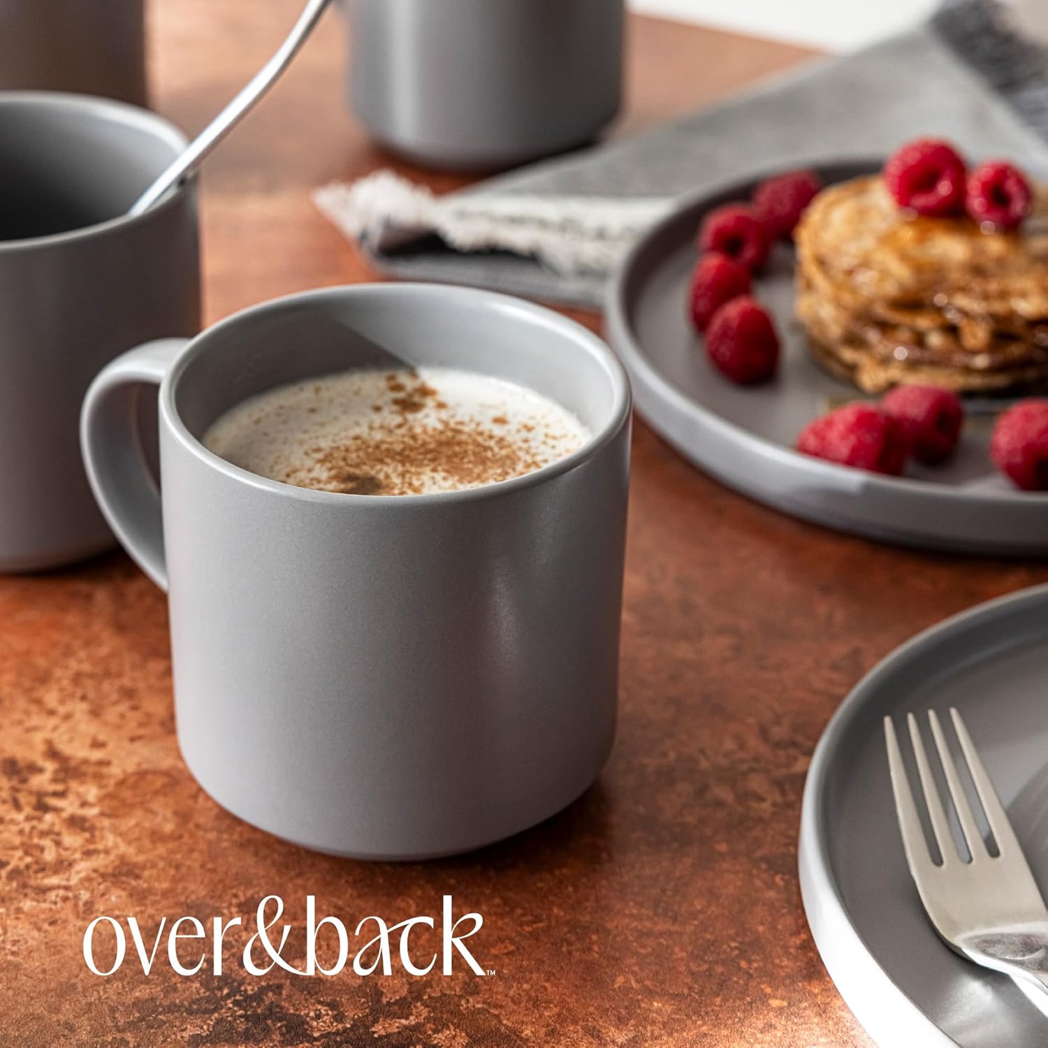 Gray Ceramic Stackable Holiday Mugs Set of 4