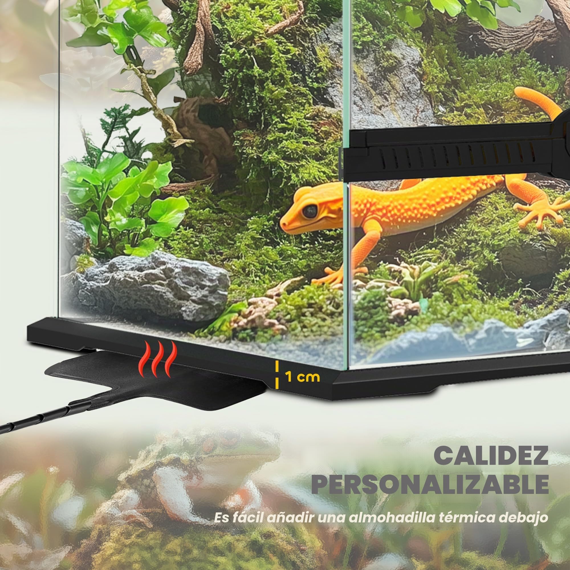PawHut Terrario de cristal para reptiles, ventilación, 30 x 30 x 45 cm | 40L, ranas, lagartos, serpientes, tortugas, tortugas