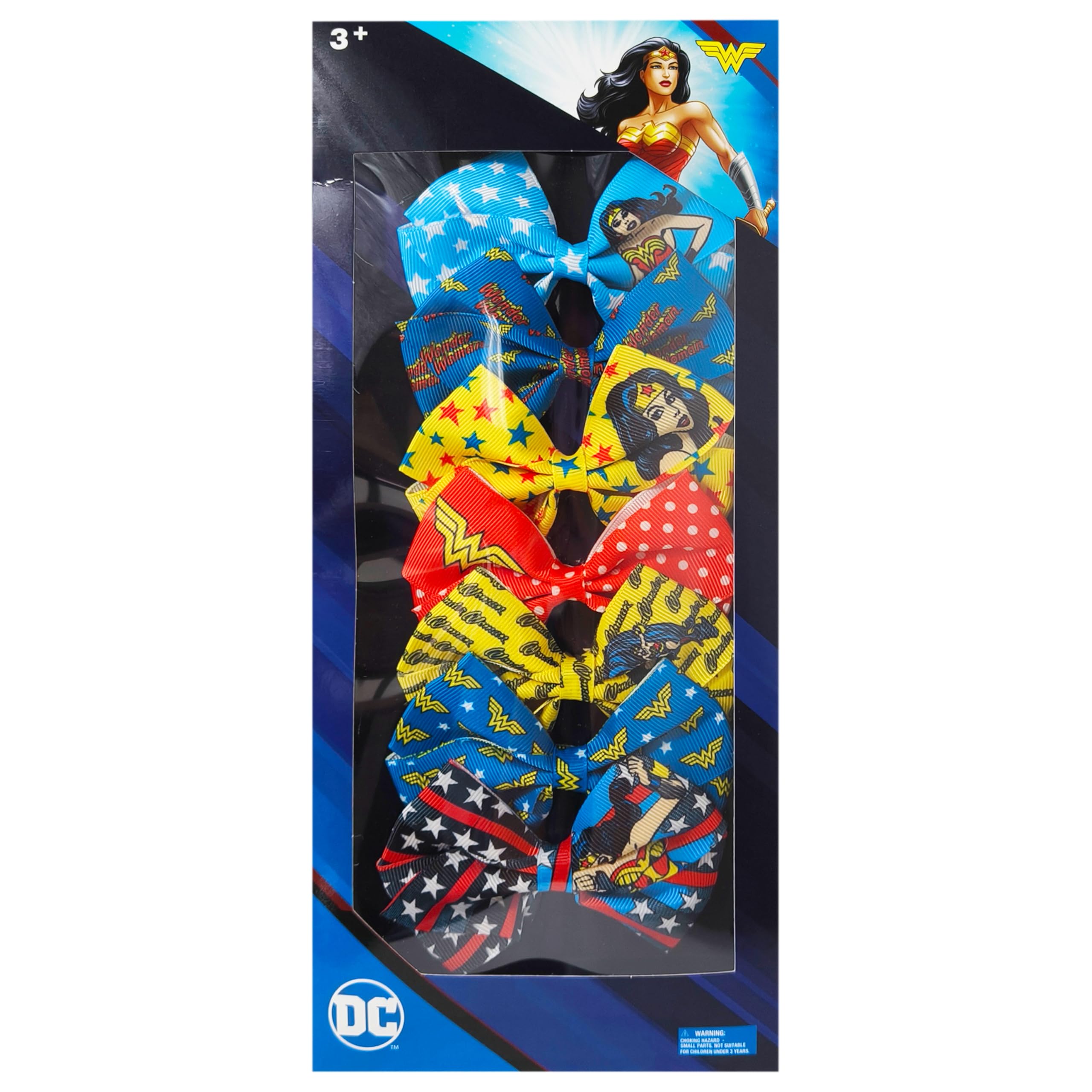 LUV HER Wonder Woman Alligator Hair Clips for Kids – 7-Pack Non-Slip 4-Inch Hair Bows – Girls Hair Accessories with Superhero Imagery – Ages 3+ – Non-Toxic Material