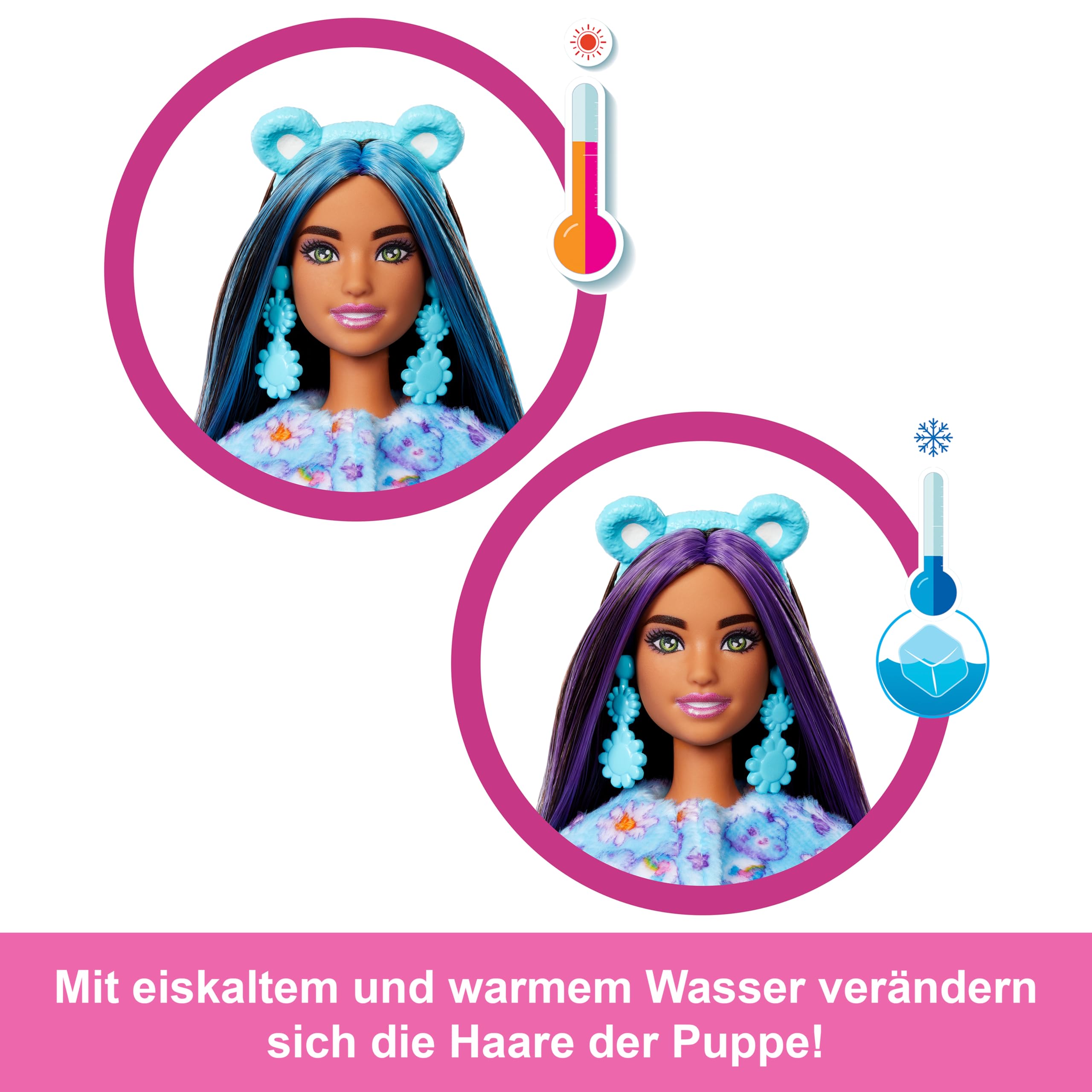 Barbie Cutie Reveal Puppe mit Accessoires, Glücksbärchis-Serie 2, Dream-Bright-Bärchi mit 10 Überraschungen, einschließlich Farbwechsel und Mini-Bärchi, JFV61