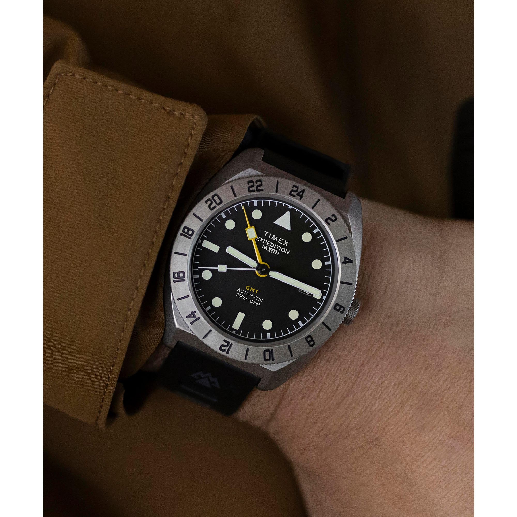 Timex Męski zegarek Expedition Expedition Pioneer 41 mm - czarny pasek czarna tarcza tytanowa obudowa