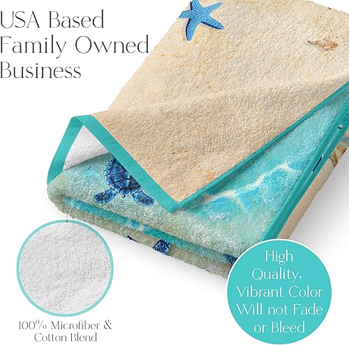 Miniatura 2 de Toalla de playa personalizada de tortuga de verano para niños o adultos con nombre personalizado para niños o niñas, microfibra absorbente y algodón