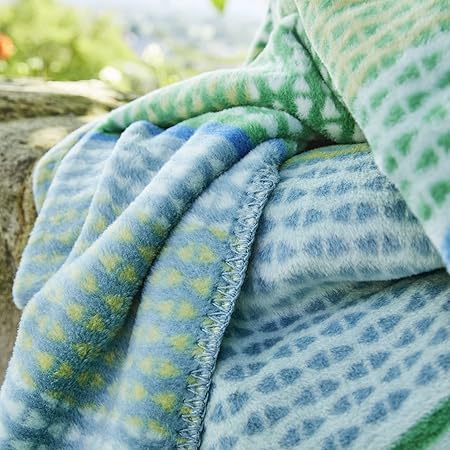 Ibena Malang Coperta In Misto Cotone E Lana, 150x200 Cm, Morbida E Calda, Lavabile In Lavatrice, Colore Rosso/Grigio A Righe - 2