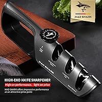 Vista 6 de MAD SHARK Knife Sharpener, 6 Adjustable Sharpening Angle, Coarse & Fine Knife Sharpener Tool, Handheld Manual Knives Sharpener for Kitchen Knives