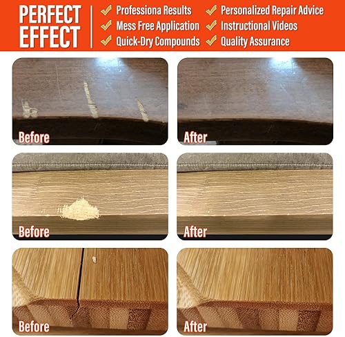 Miniatura 2 de SMAPHY Relleno de madera, masilla de madera (10 onzas, roble claro), pintable, manchable, lijable. El relleno de madera puede reparar rápidamente