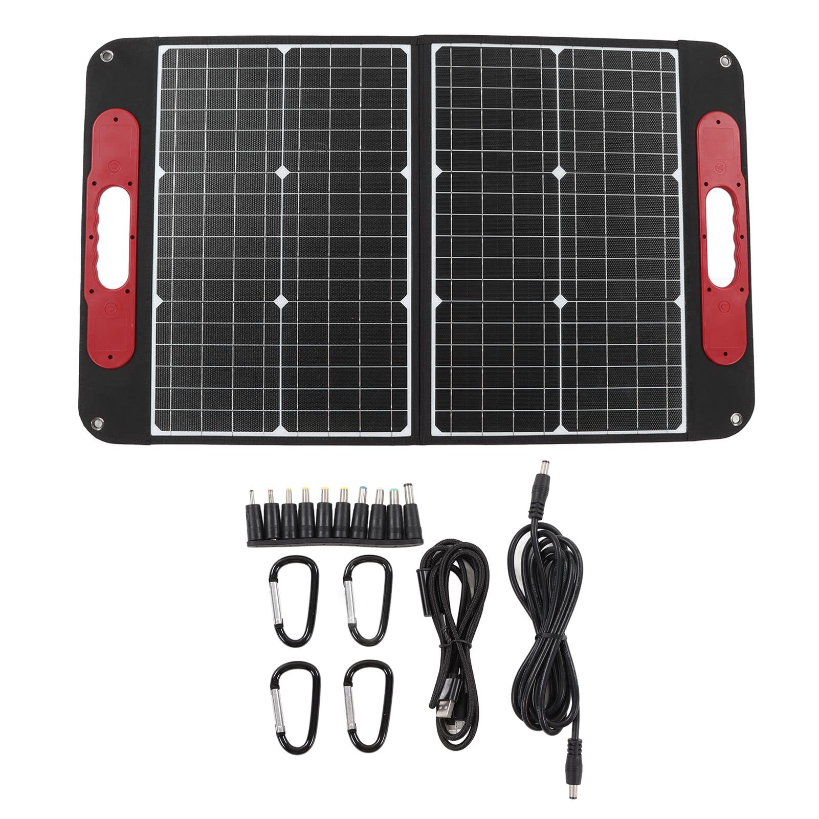KUIDAMOS Kit de Panel Solar de Alta Eficiencia de 60 W, Portátil, Plegable, para Viajes de Camping Al Aire Libre, Silicio Monocristalino