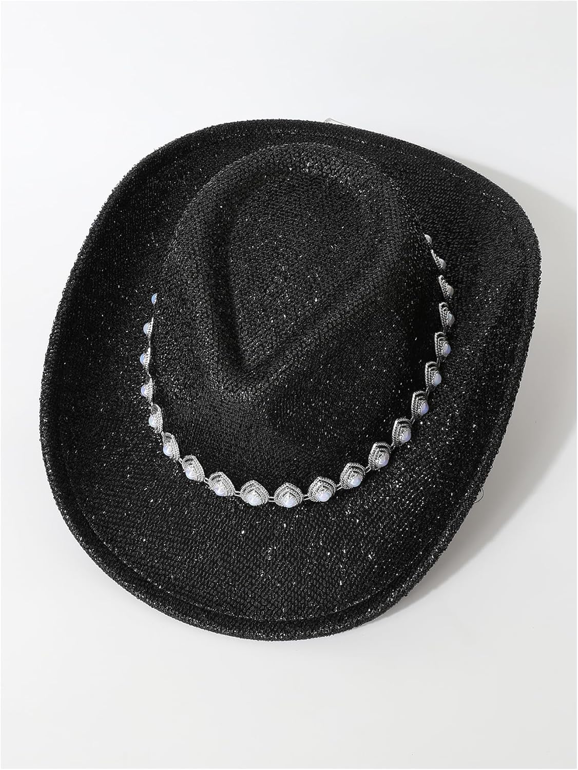 QWINEE Women's Rhinestone Cowboy Hat Wide Brim Western Costume Party Cowgirl Hat - Image 5