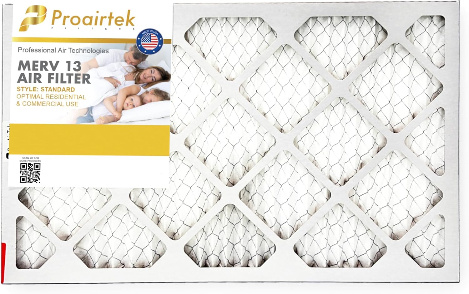 Proairtek AF16251M13SWH Model 16x25x1 Pack of 6 Air Filters, MERV 13; Ideal for Anyone Wanting Clean, Crisp Air in Their Home