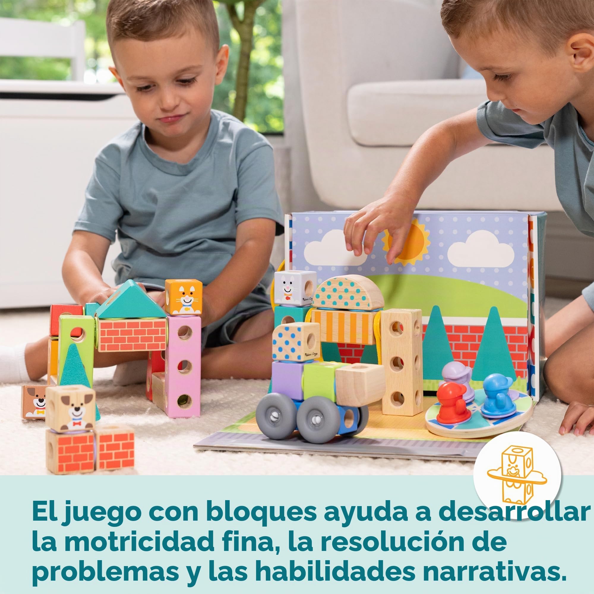 Melissa & Doug - Set De Juegos CREA Tu Propia Ciudad De Madera: Bloques De Construcción Niños De Ciudad | Juguetes Niños 2 Años O Más con 73 Piezas De Madera | Regalo Niño 2 Años O Más