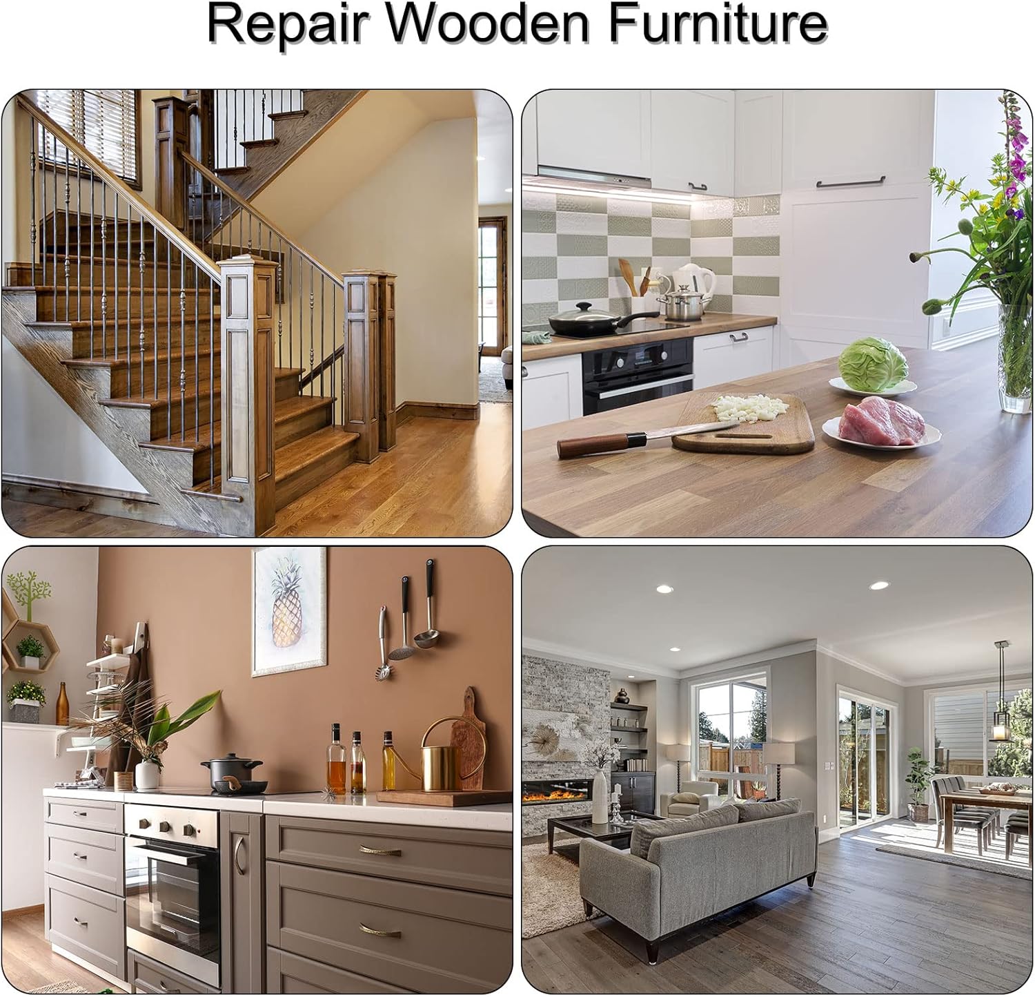 HARFINGTON Wax Filler Stick, 3pcs Wooden Repair Wood Wax Fill Sticks with Spatula Crayon Markers Furniture Touch Up Kit for Remover Scratches Scuffs on Furniture Floor, walnut