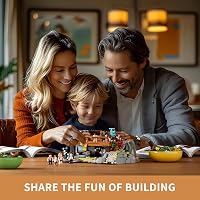 FUNWHOLE Hegyi Faház Építőkészlet 2255 Darabos, LED Világítással, Erdei Menedék Modell Felnőtteknek és Tinédzsereknek 7