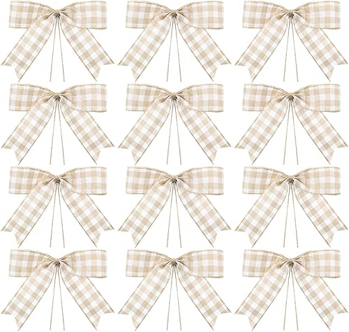 Miniatura 8 de 12 lazos de Navidad a cuadros, diseño de búfalo, Acción de Gracias, otoño, para coronas de Halloween, árbol, fiesta, decoración interior y exterior
