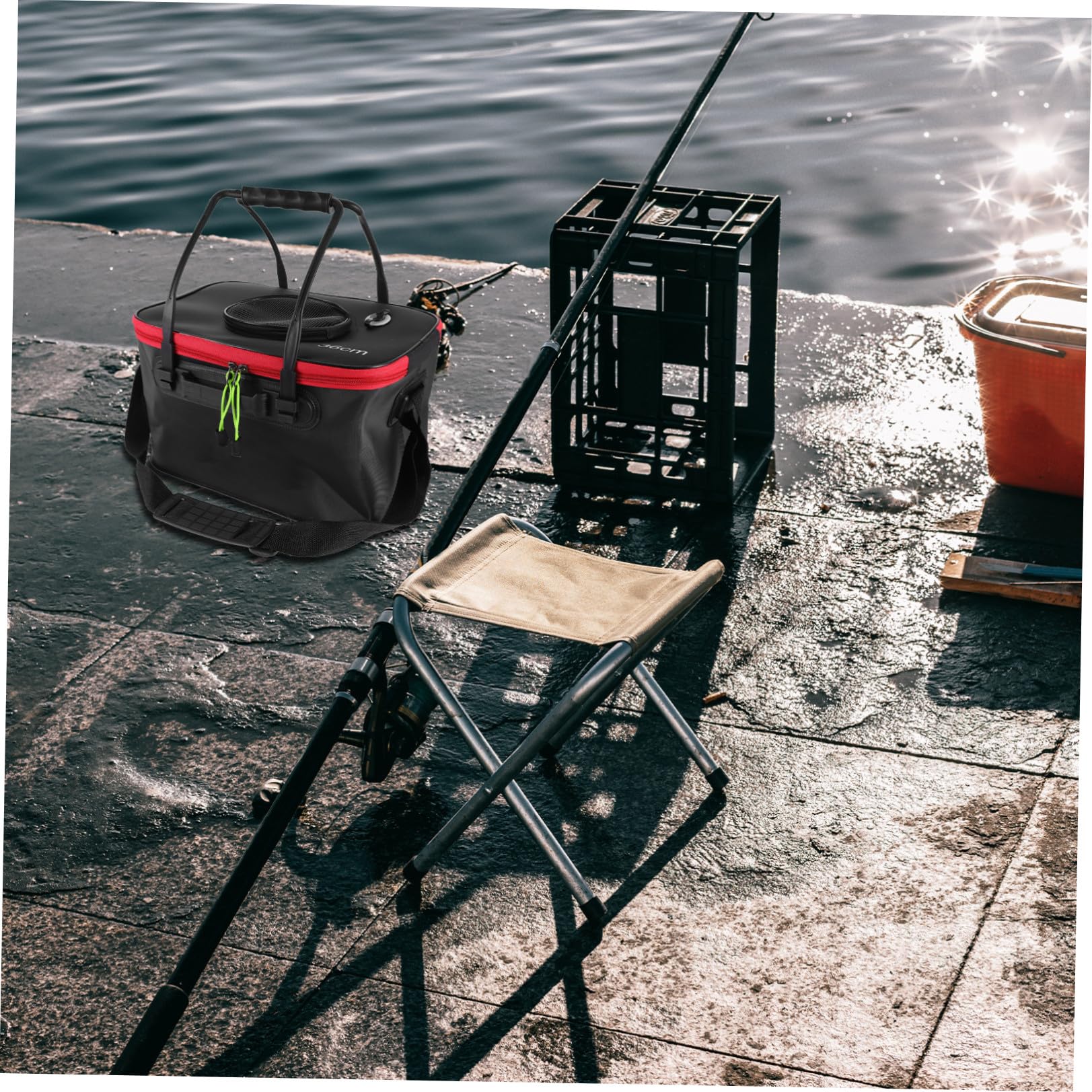 Garneck 35Cmeva Barile Di Pesce Barile Di Pesce Secchio Di Stoccaggio Del Pesce Contenitore Per Esche Secchio Spiaggia Secchio Pesca Pieghevole Scatola Di Pesce Borsa Campeggio