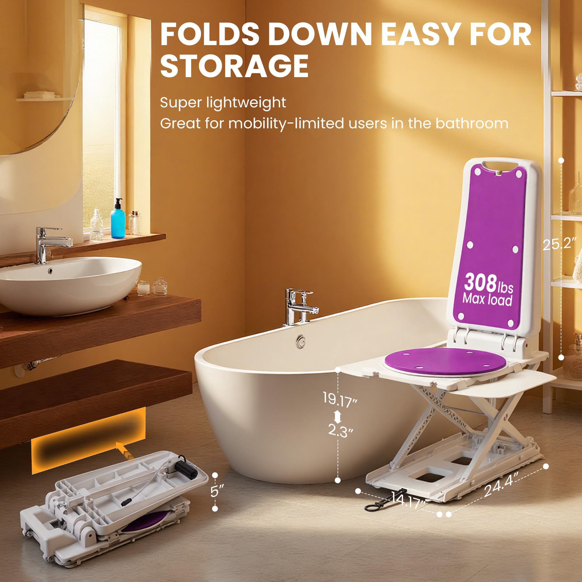 Amazon.com: Waterproof Electric Bathtub Lift, Collapsible Bath