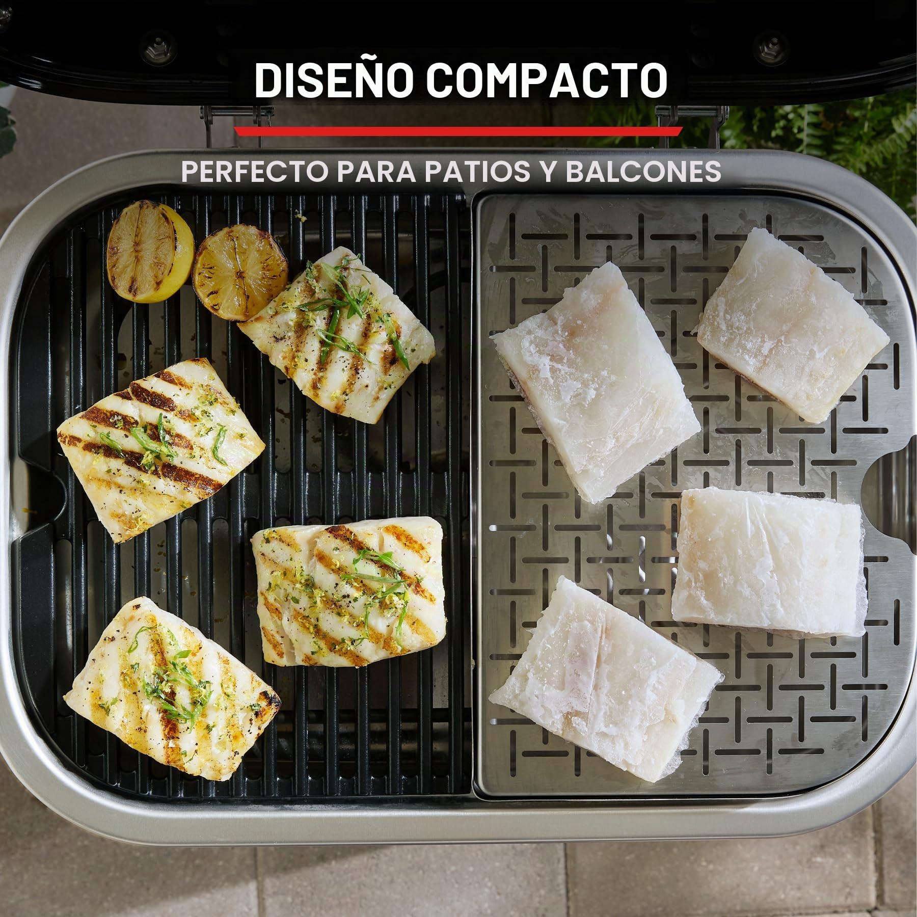 Weber Lumin Barbacoa eléctrica, hasta 315 °C, con termómetro Integrado en la Tapa, Parrillas de Hierro esmaltado, Superficie de cocción de 33 x 49 cm, Negro (1502045)