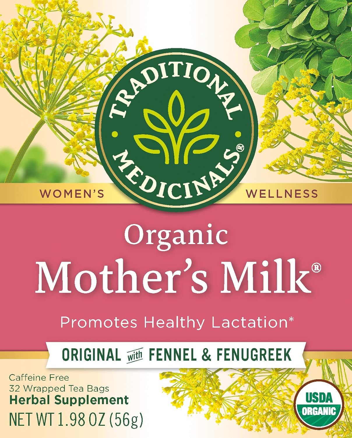 Traditional Medicinals Organic Mother's Milk Women's Tea, Promotes Healthy Lactation, 16 Tea Bags (Pack of 6) : Herbal Teas : Grocery & Gourmet Food