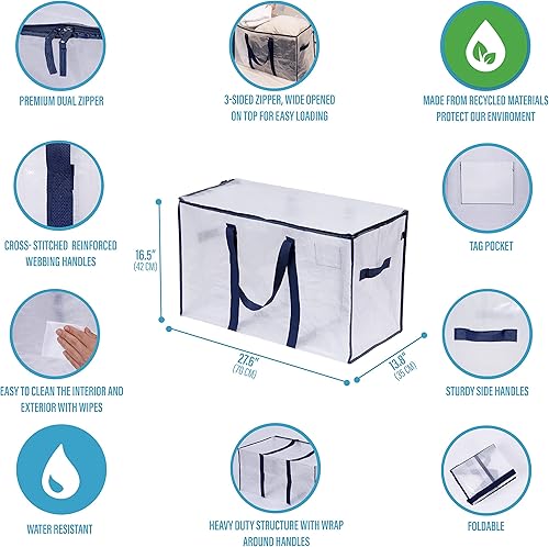 Miniatura 7 de VENO Paquete de 20 unidades de mudanza de alta resistencia (paquete de 10 bolsas de mudanza extragrandes con correas de mochila + paquete de 10