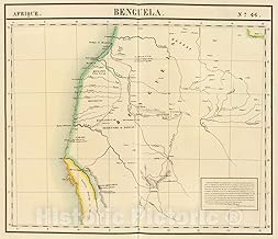 Historic Map : Angola; Namibia, 1827 Benguela. Afrique 44, Vintage Wall Art : 24in x 20in