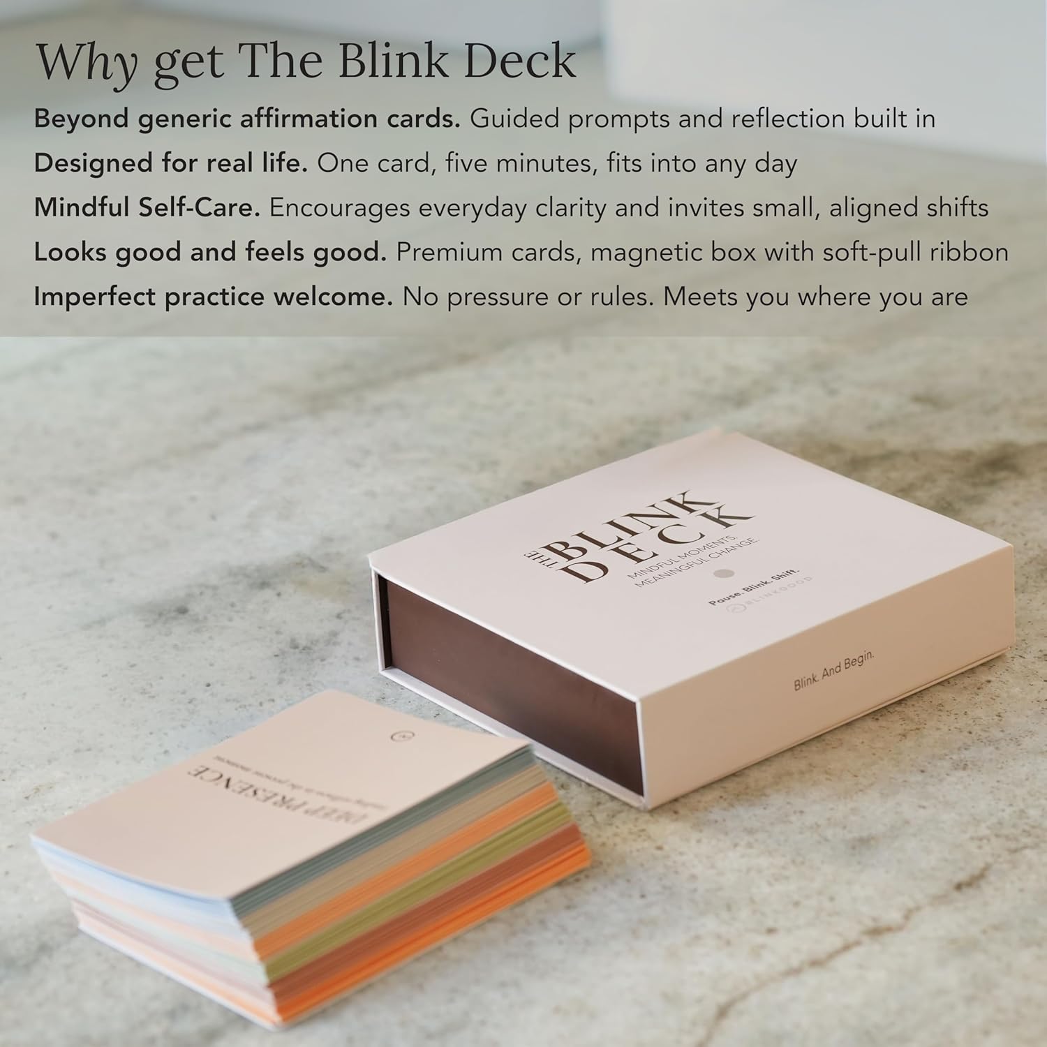Affirmation & Mindfulness Cards for Self Care & Intentional Living | Guided Daily Intention, Action & Reflection Practice for Everyday Clarity, Meaningful Shifts & Aligned Growth | The Blink Deck by BlinkGood