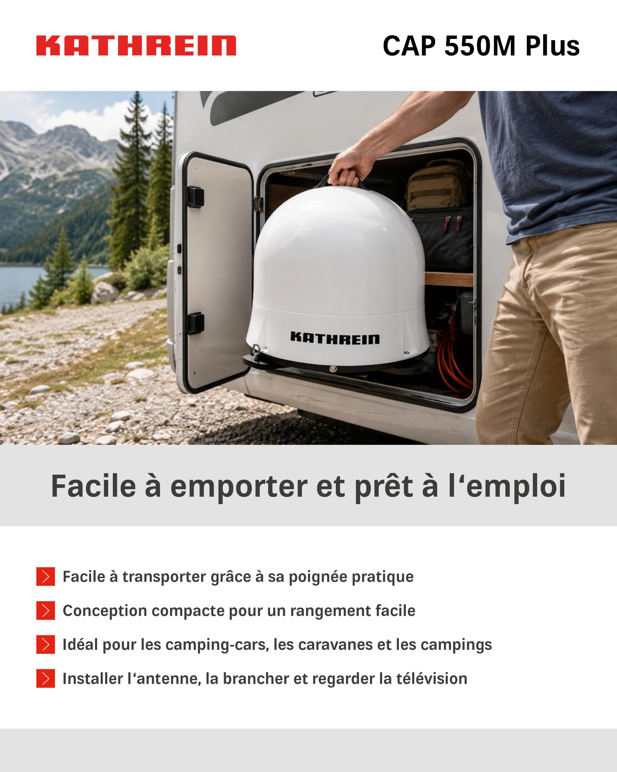 KATHREIN Cap 550M Plus – Antenne Satellite Automatique pour Camping – Blanc