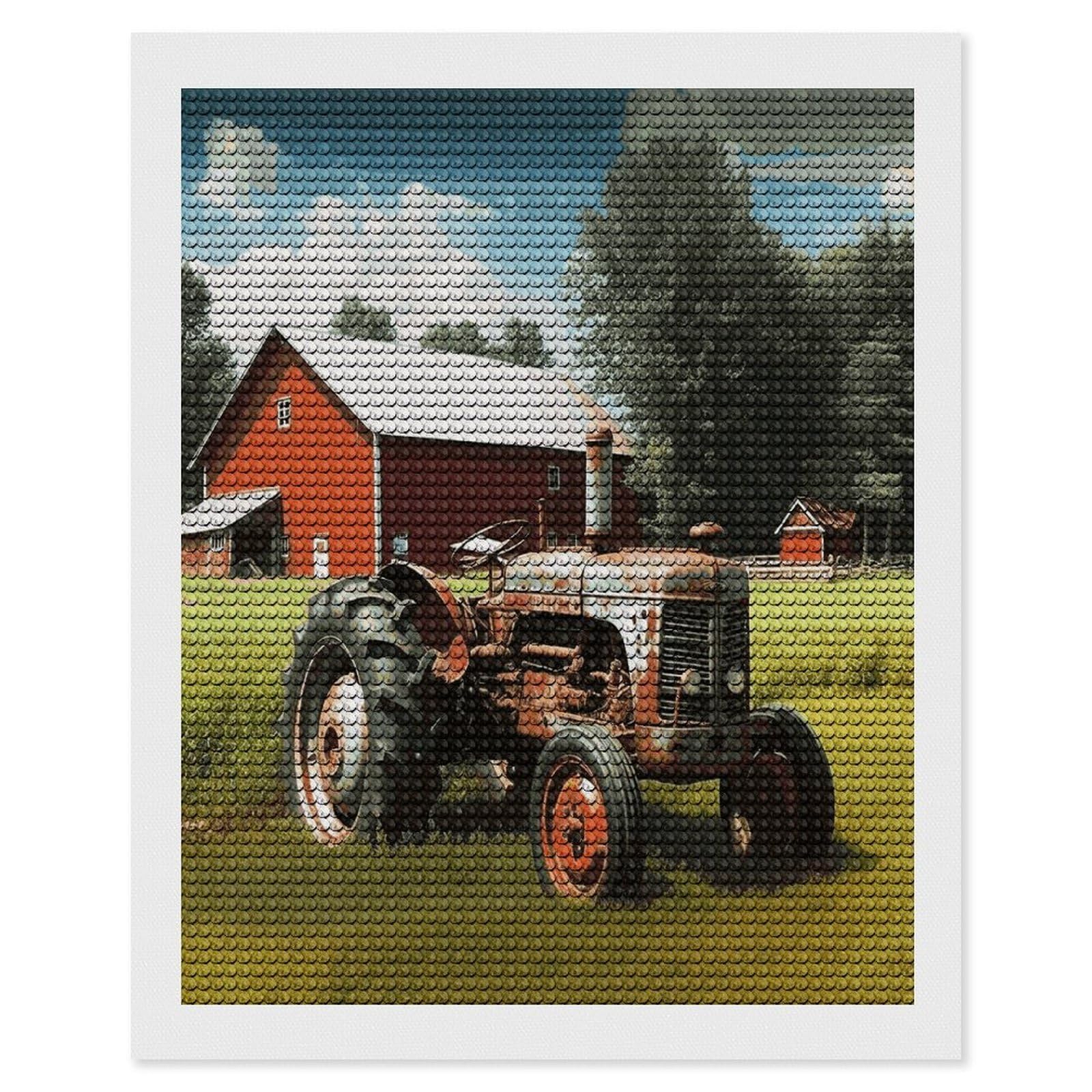 FekiLoot Company Farm Tractor Diamond Art Kits for Adults Diamond Painting Kits for Beginners DIY Diamond Art Kits Round Full Drill Diamond Dot Gem Painting for Home Wall Decor Gift 16"x20"