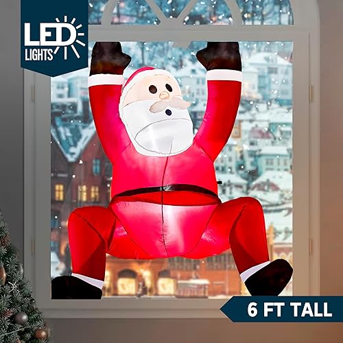 Miniatura 2 de Joiedomi 6 FT Hanging Christmas Inflatables Decoration, Christmas Inflatable Climbing Santa with Build-in LED, Blow Up Inflatable for Xmas Party