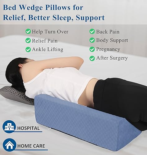 Miniatura 9 de Almohada de cuña de cama para dormir de lado relleno de esponja para posicionamiento corporal almohada triangular adecuada para embarazo y cirugía,
