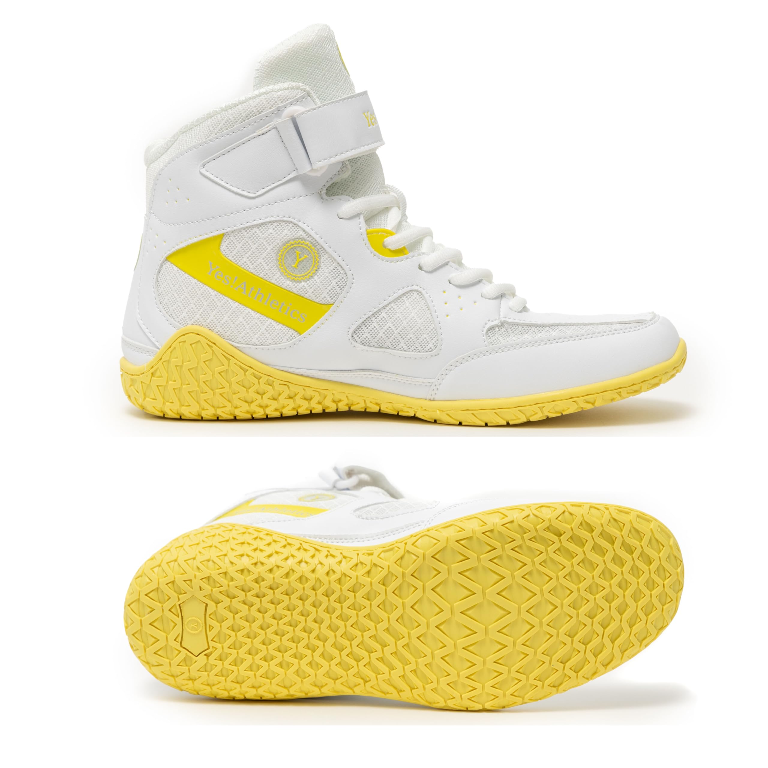Yes! Athletics Champion1 Wrestling Shoes for Women and Girls - Lightweight, Durable MMA, Weightlifting, Boxing Shoes for Women - Yellow, Size 8