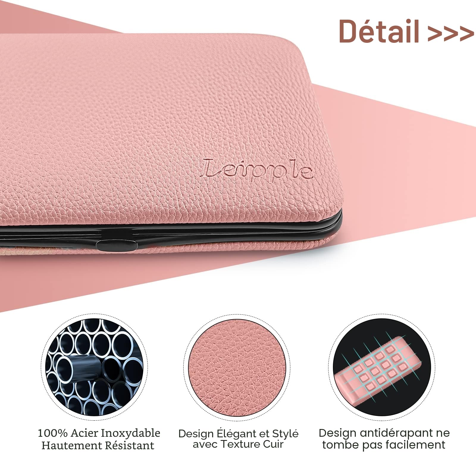 Kit Manucre Pedicure - Coupe Ongle Professionnel Coupe Cuticule Acier Inoxydable - Trousse Manucure Pedicure Set de 18pcs avec Exquis La Boîte (Rose)