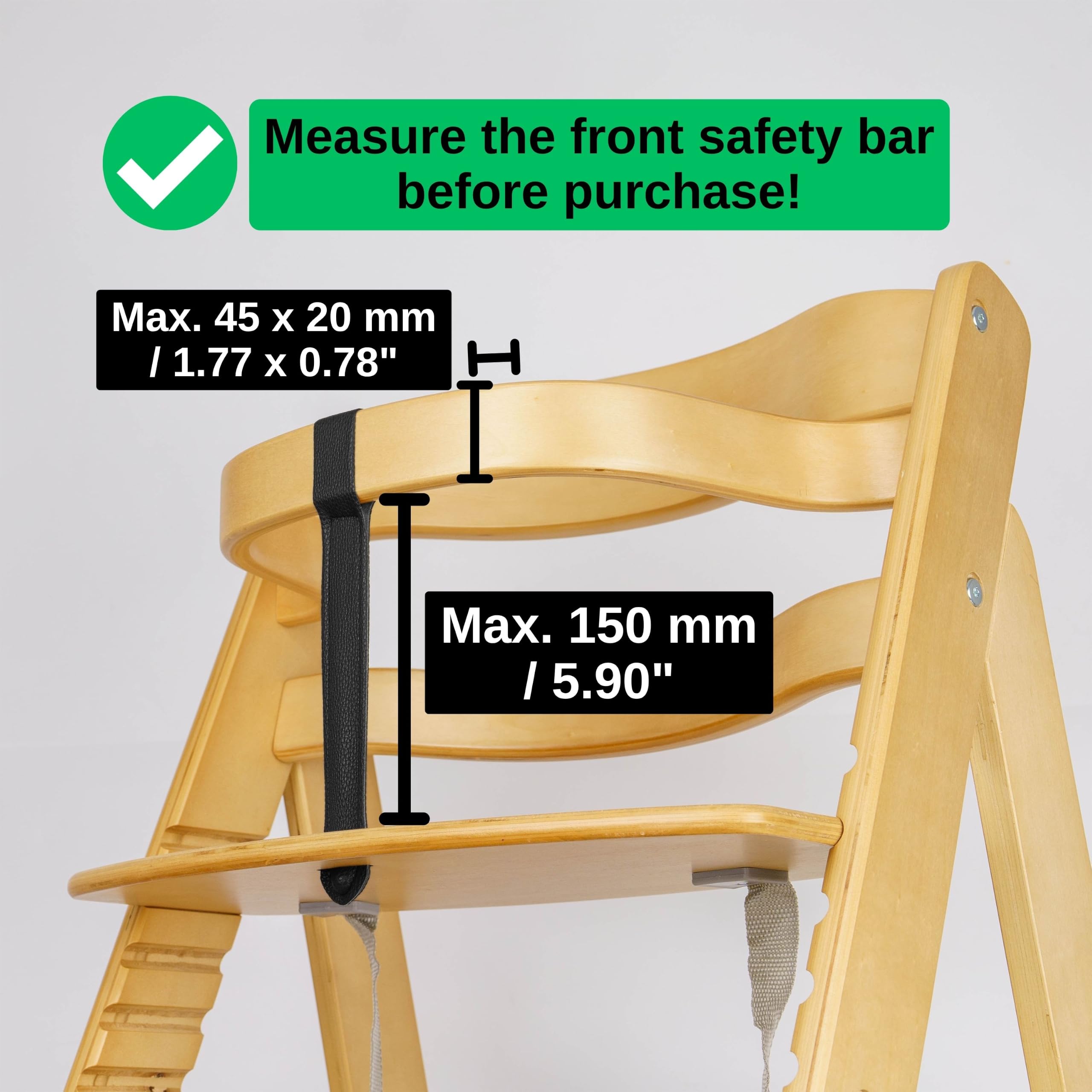 Pas krokowy do wysokiego krzesełka, 1 sztuka, czarny, skóra PU, pas bezpieczeństwa kompatybilny m.in. ze Stokke Tripp Trapp, roba Sit Up, Safety 1st, kaft, pasek do paska, do wysokiego krzesełka dla