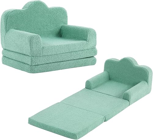 Miniatura 105 de Tiita Silla para niños, cómodo sofá plegable para niños, sofá ligero para niños con asa de transporte y bolsillos laterales, reposabrazos de espuma