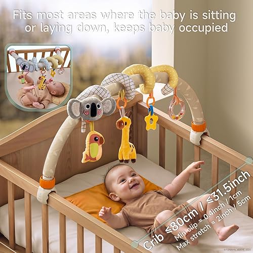 Miniatura 5 de TUMAMA 2 en 1 espiral asiento de coche juguetes arco cochecito juguete bebé juguetes colgantes con clip ajustable desmontable sensorial viaje cuna