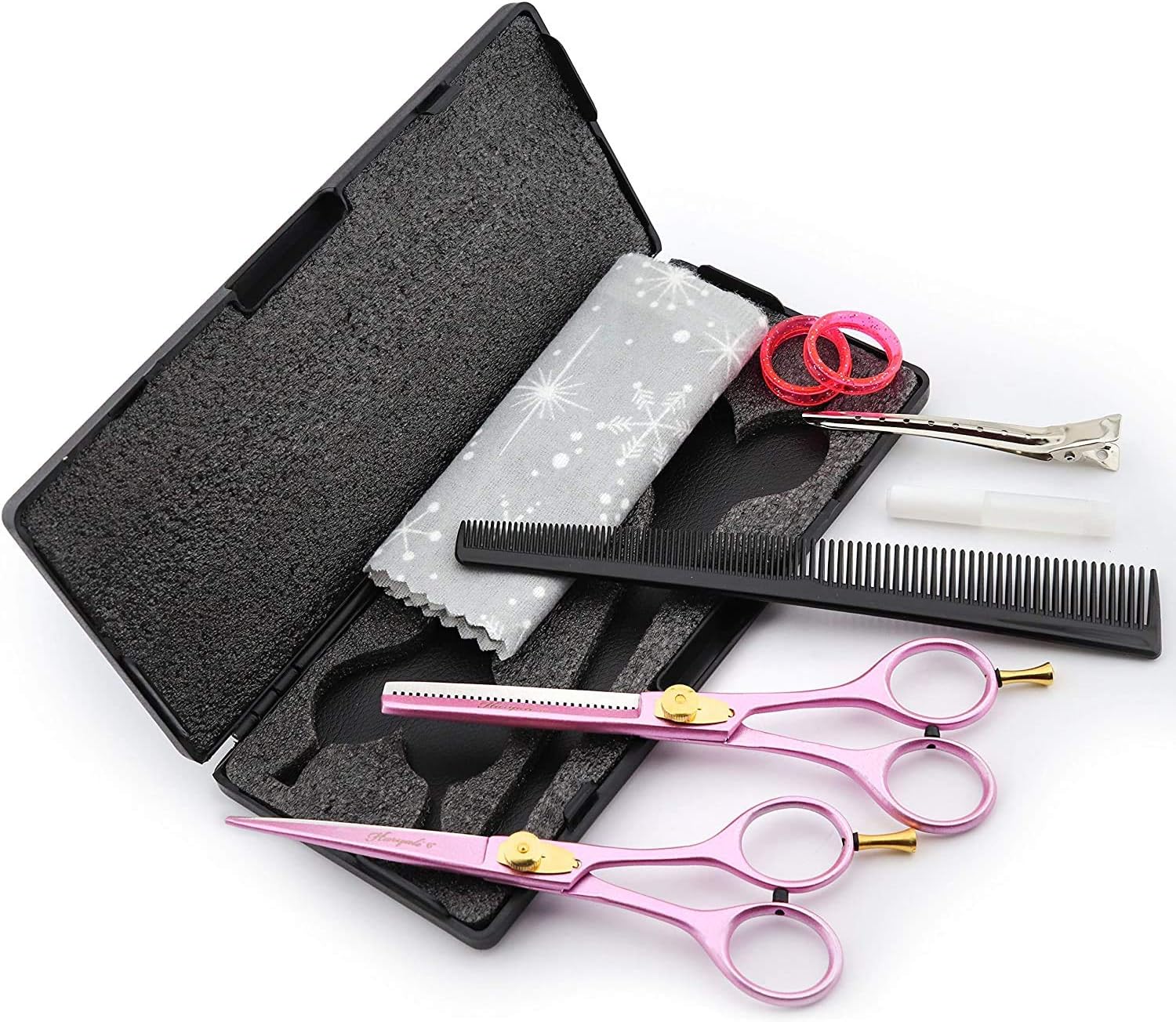 Haryali London Hairdresser and thinning scissors sets for men and women professional hair cutting, Pink, 6 Zoll