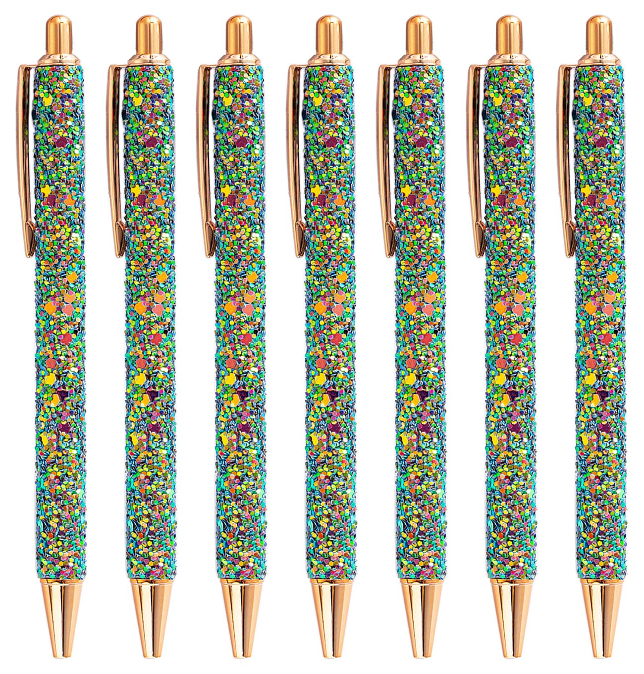 Gullor 7 Pieces Multicolor Sequin Retractable Ballpoint Pen, Glitter Click Ball Pens, for Office Supplies Gift Wedding Birthday
