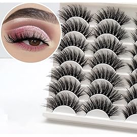 Losha False Lashes 14 Pairs Value Pack Fluffy Fake Eyelashes Natural Look 6D Handmade Reusable Eye Lashes Pack 2 Styles Mix