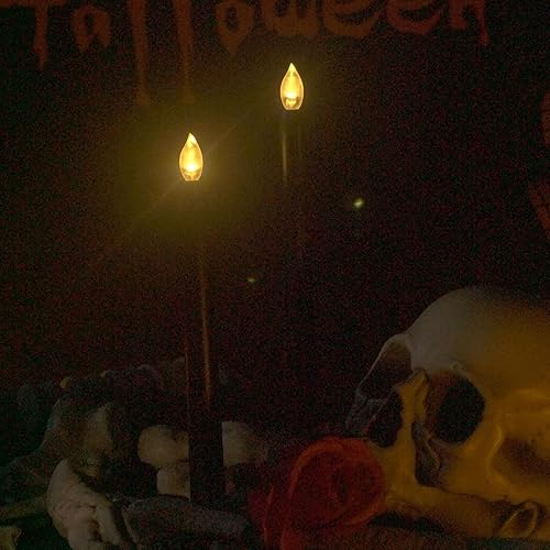 Miniatura 4 de Velas cónicas sin llama de Halloween con temporizador de 6 pulgadas de alto, funcionan con pilas, velas LED eléctricas para candelabros, decoración