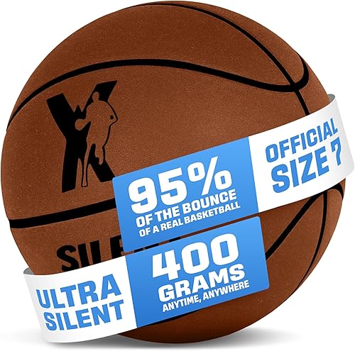 Miniatura 13 de Balón de baloncesto silencioso de tamaño oficial 7 (29.5"): Reforzado con 95% de rebote - Balón de baloncesto ultra silencioso para interiores con