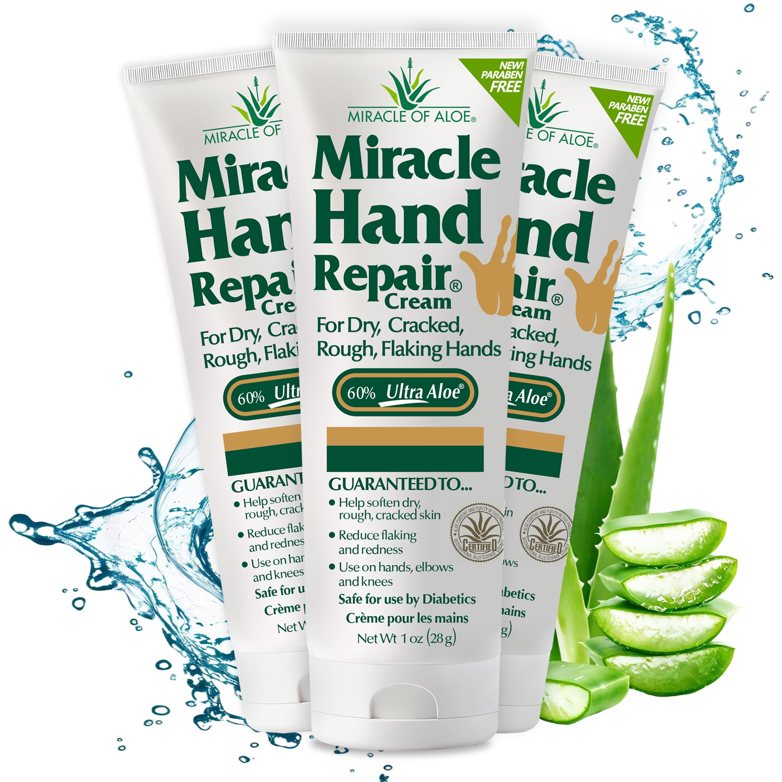 Miracle Hand Repair Cream for Dry Cracked Hands 1 oz Best Healing Hand Cream with 60% Aloe Vera - Non-Greasy Moisturizer for Working Hands - Fast