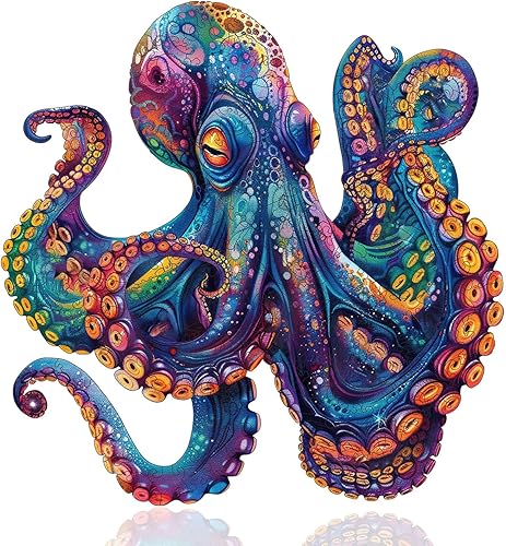 Miniatura 15 de Qiuenisray Rompecabezas de madera para adultos, rompecabezas de pulpo oceánico de 200 piezas, rompecabezas de madera fresca, decoración de pared,
