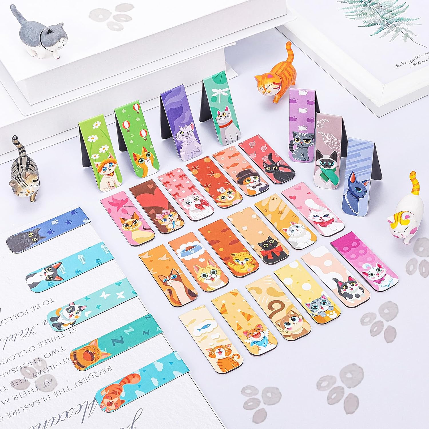 30 Pcs Cute Cats Magnetic Bookmarks,Lovely Cats Page Markers for Kids Students Teacher Reading Lover,Pet Magnet Book Marks Page Clips for School Office Home Reading Stationery(30 Designs,2x6cm) - Image 6