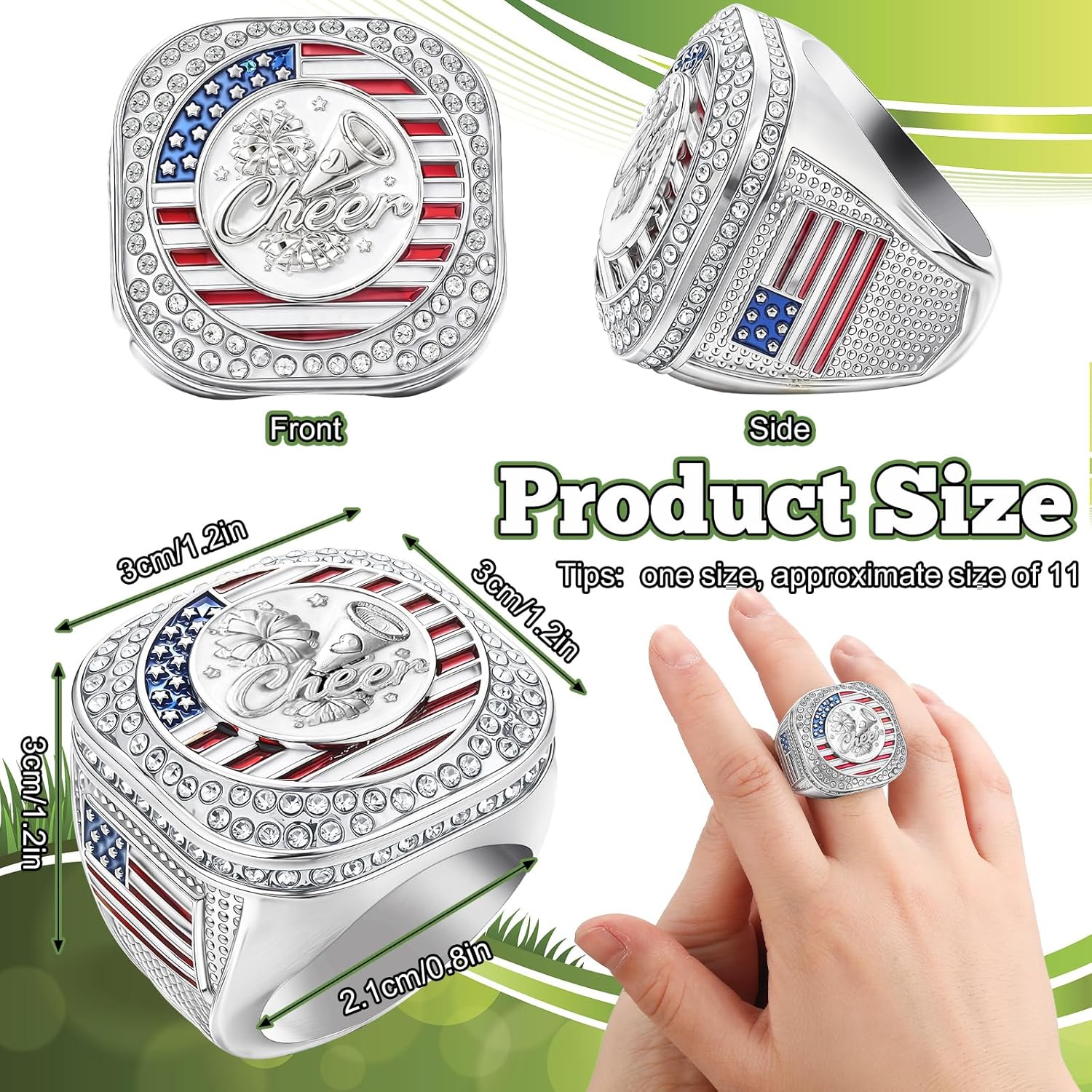 Landical 6 Set Baseball Football Soccer Championship Ring with Display Case and Stand Holder Championship Ring Case Acrylic Display Box and Holder Champion Trophy Rings for League Winner