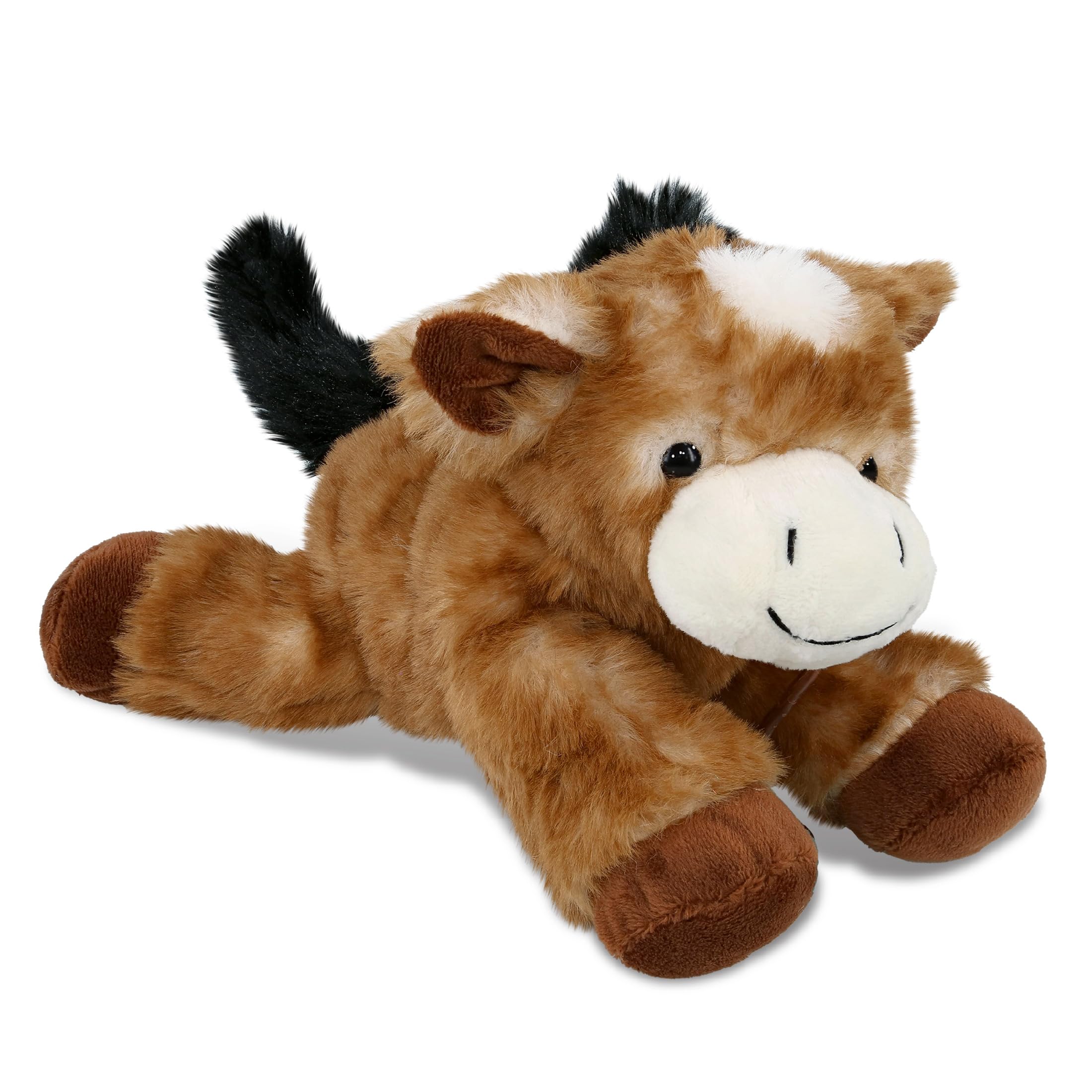 Puzzled DolliBu Plush Donkey Stuffed Animal - Soft Huggable Brown Laying Donkey, Adorable Playtime Donkey Plush Toy, Cute Farm Life Cuddle Gift for