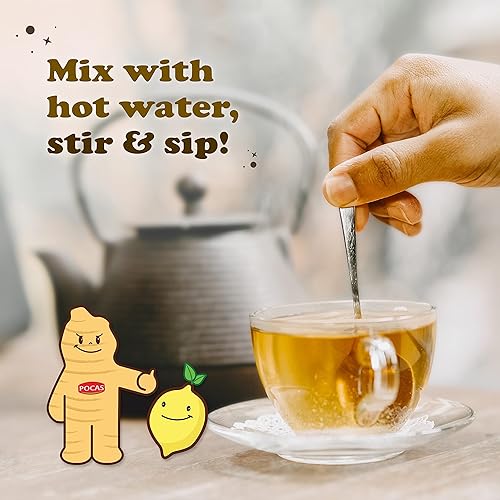Miniatura 5 de Pocas Honey Ginger Tea - Paquete variado de té instantáneo en polvo, té de cristales de miel de jengibre, sabores originales y cúrcuma, té sin OMG,