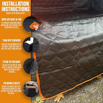 Xtremeauto Waterproof Car Boot Liner with Orange Trim - Universal Fit, Non-Slip, Heavy Duty Dog Boot Protector with Cross-Stitched Design Dog Car Boot Covers for Cars, SUVs & Estates 185X170CM