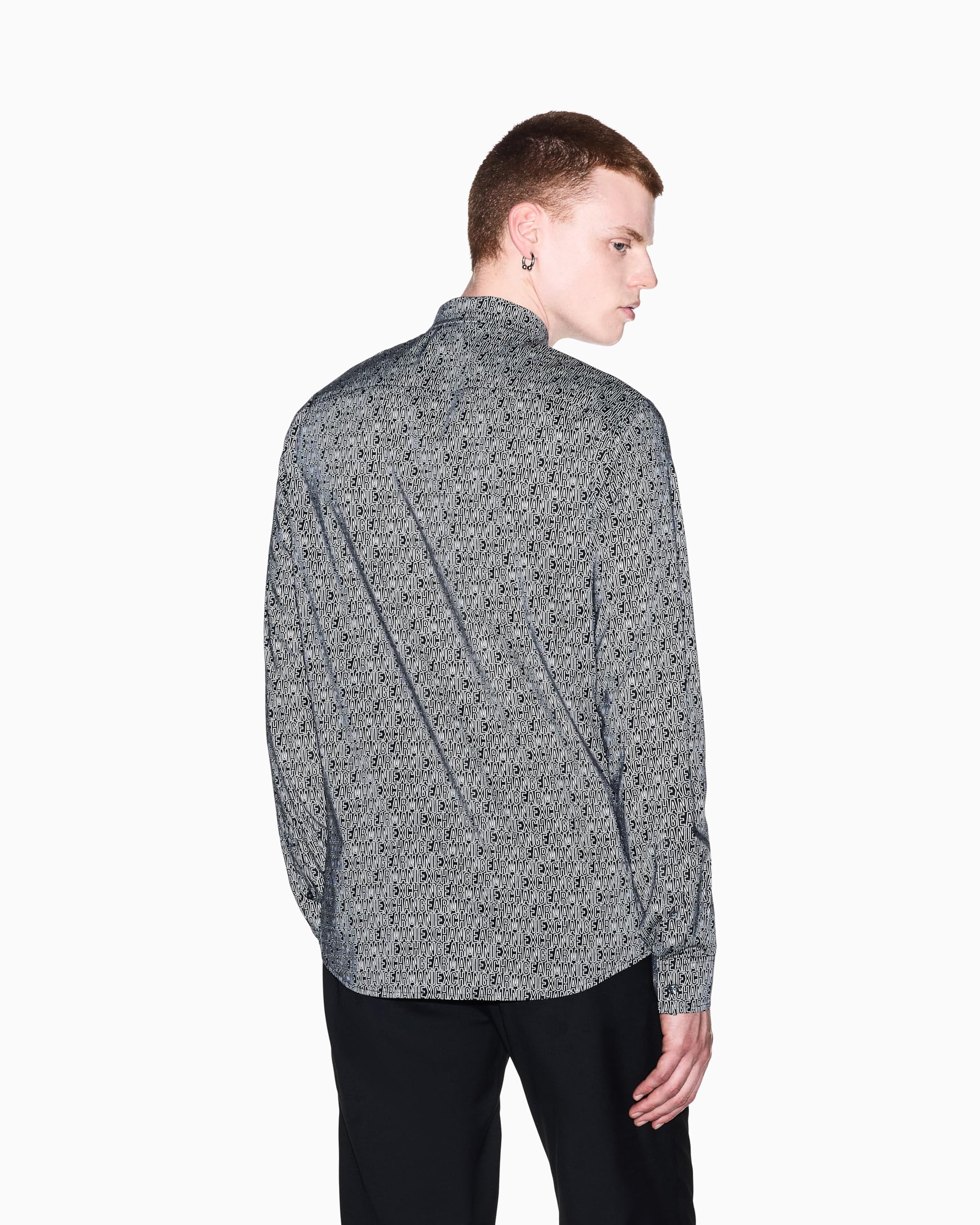 Armani Exchange XM000625 AF13184 Camicia Maniche Lunghe, Nero - Bianco - 159578002931_XS