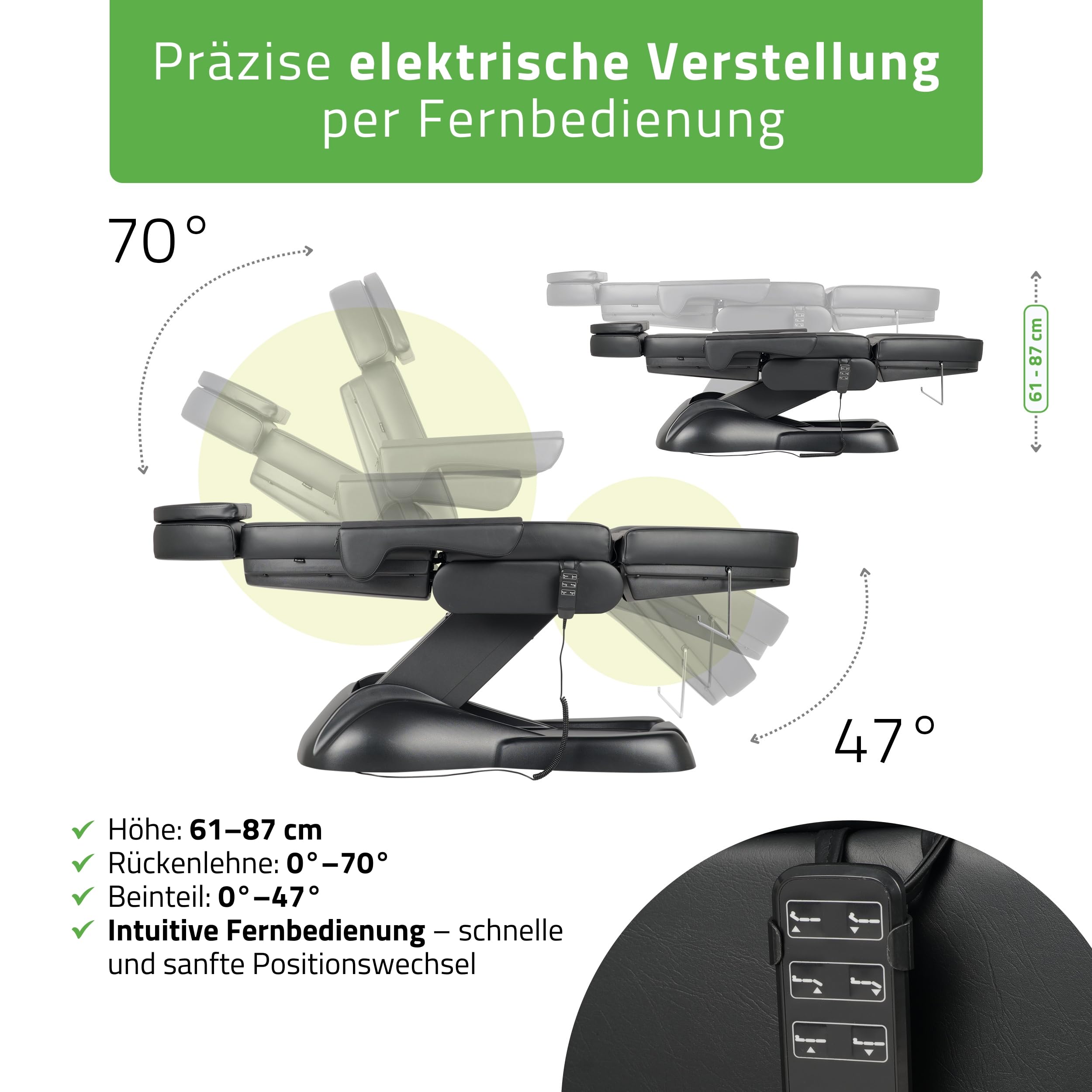 HABYS Leo PRO 4 Elektrische Kosmetikliege, Höhenverstellbarer Kosmetikstuhl | mit Gesichtsöffnung & drehbaren Armlehnen, Beautyliege für Kosmetik, SPA, Massage & Ästhetische Medizin