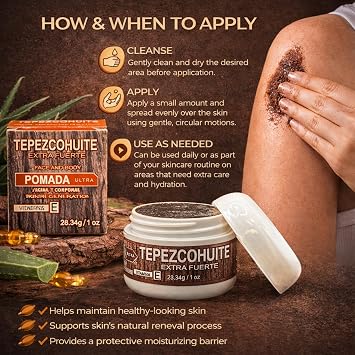 Tepezcohuite Pomada Extra Fuerte (28.34g) - Face & Body Cream with Vitamin E | Intensive Facial & Body Treatment