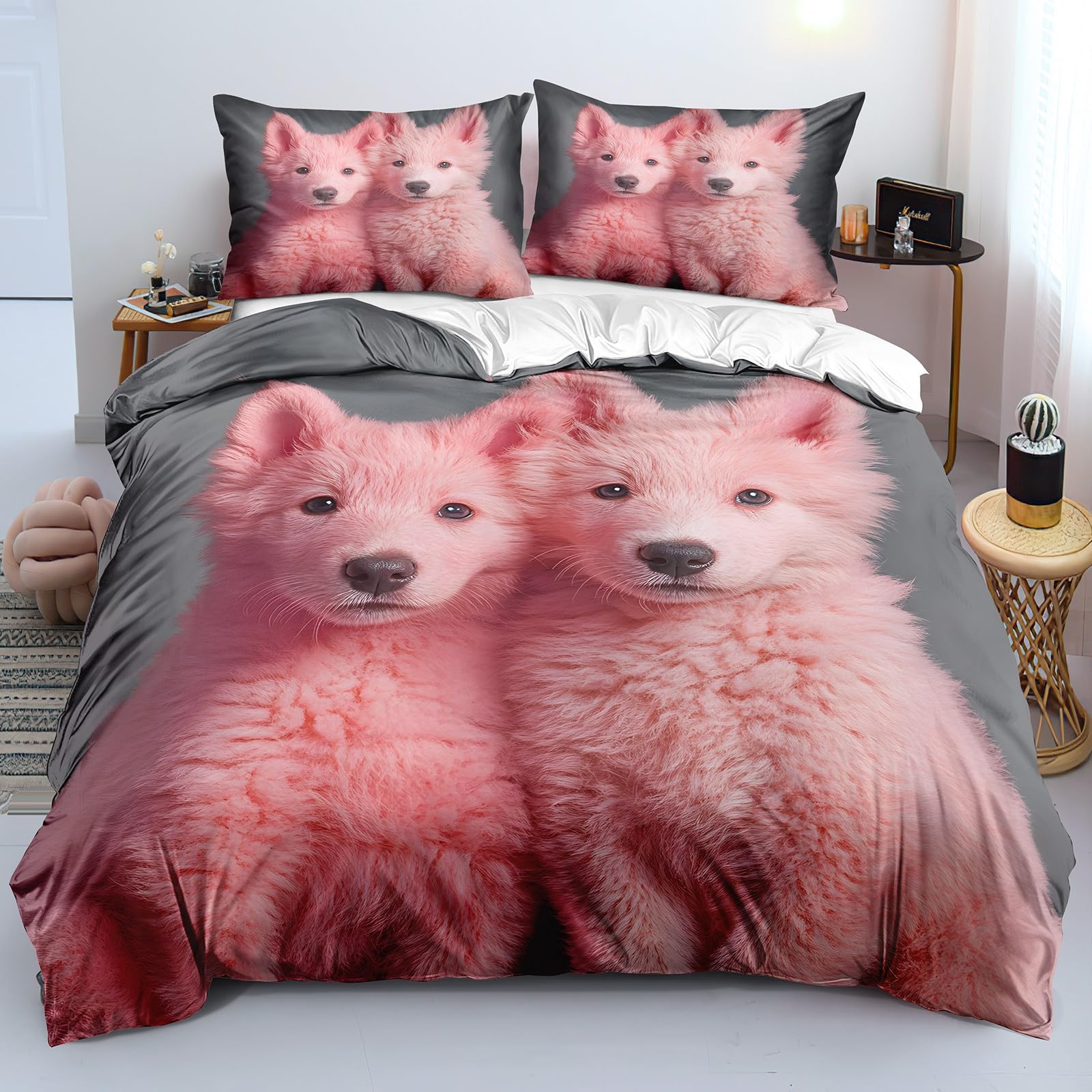 Housse de couette 140x200 chien avec fermeture éclair pour changer vos draps facilement